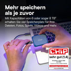 Externe SSD X10 2TB USB-C 3.2 Gen2 bis 2100MB/s IP65 wasser- und staubgeschützt für PC Mac Smartphone Spielkonsole