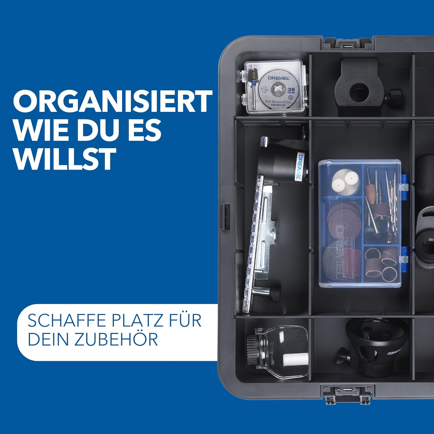 Akku Multifunktionswerkzeug 8250 12V Bürstenlos 5000-30000 U/min mit 65 Zubehörteilen 5 Aufsätzen 2 Akkus und Ladegerät