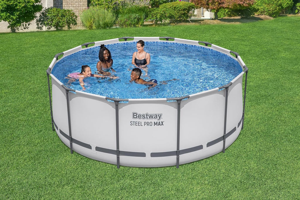 Aufstellpool Steel Pro MAX rund 366 x 122 cm 10250 Liter mit Filterpumpe Sicherheitsleiter und Abdeckplane Modell 56420