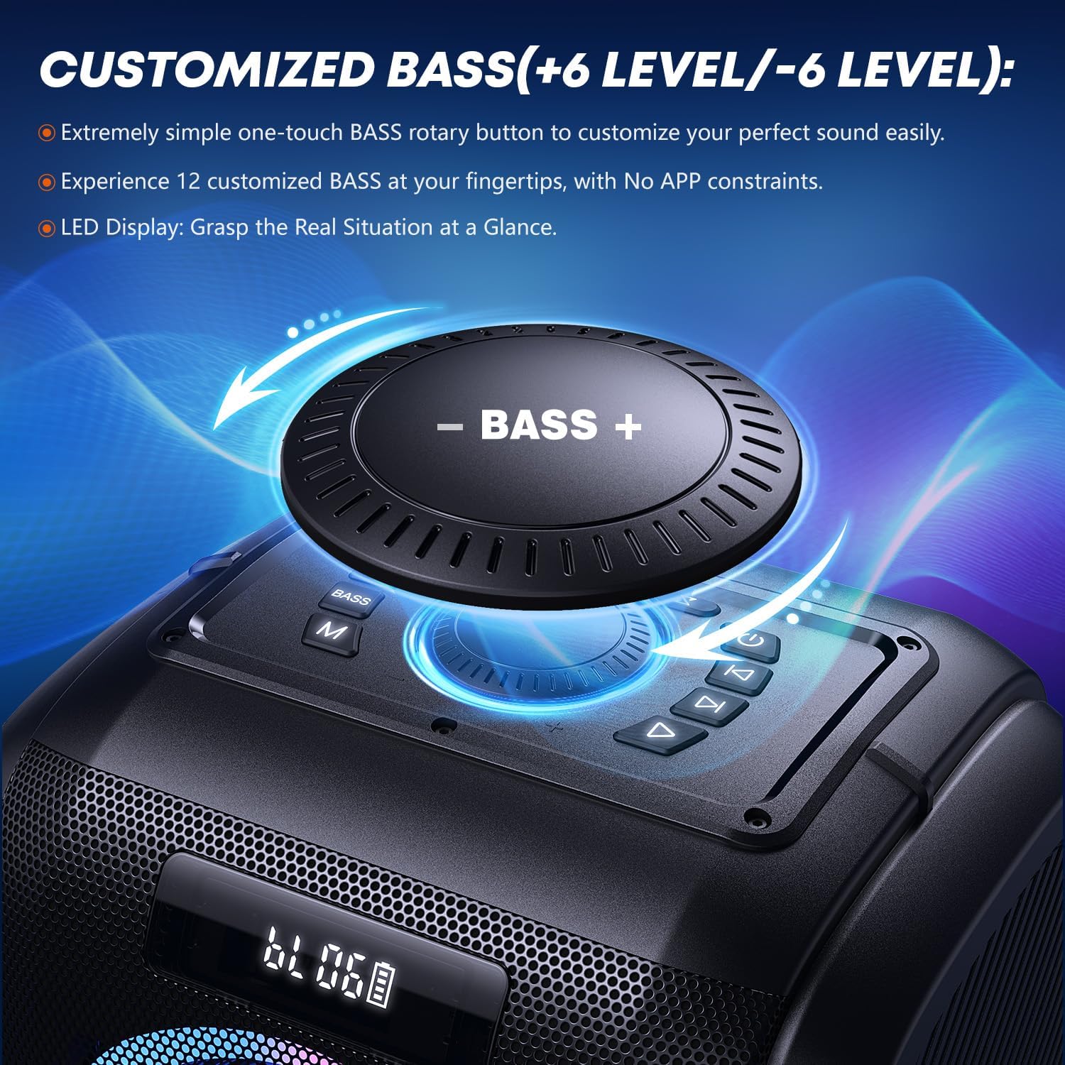Bluetooth Party-Lautsprecher T9 Pro 270W mit Bluetooth 5.3 2 x 6,5 Zoll Woofern Mikrofon- und Gitarreneingang USB TF AUX Wechselakku