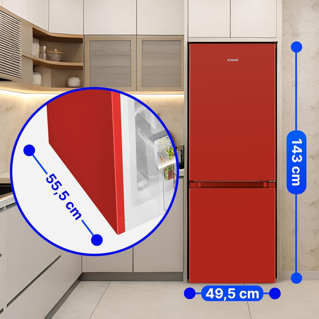 Kühl Gefrierkombination KG 320.2 175L Nutzinhalt 143 cm Höhe 39 dB Gefrierfach unten Türanschlag wechselbar Rot