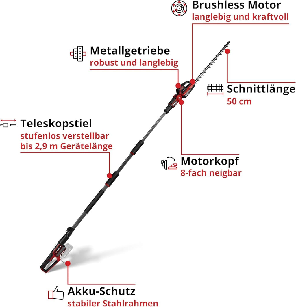 Akku Teleskop Heckenschere 18V 50 cm Schnittlänge 25 mm Zahnabstand GP-HH 18/50 Li T BL