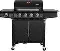 Gasgrill Grillwagen 4+1 Brenner RED 4 Hauptbrenner 1 Seitenkocher Edelstahl Grillfläche 61x42cm freistehend Schwarz