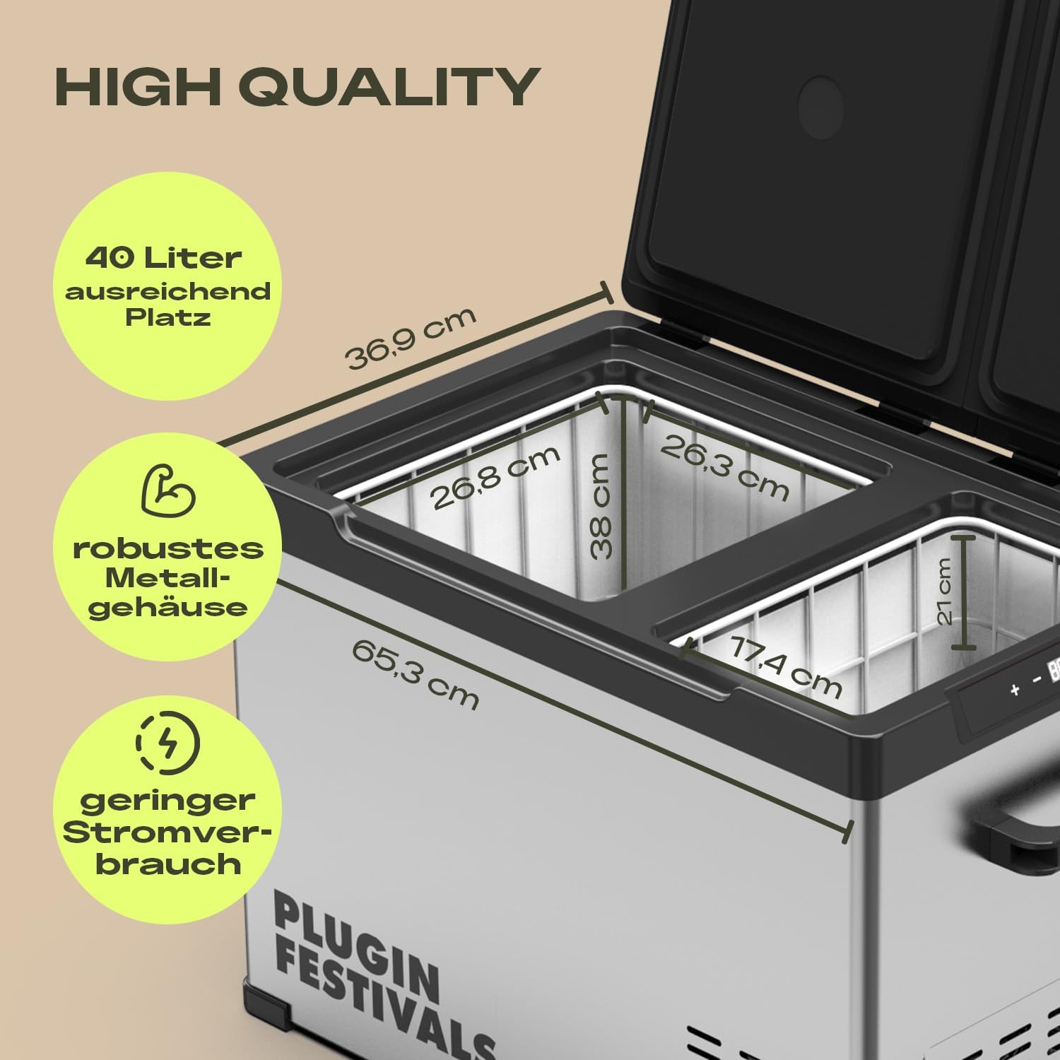 Kompressor Kühlbox 38L Dual Zone Kühl Gefrierbox 12V 230V Auto Camping Icecube Dual 40 bis -20°C