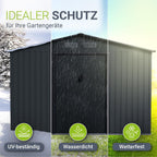 Gartenhaus Metall Schiebetür XL 280 x 196 x 190 cm wetterfest mit Fundamentrahmen und Schloss Dunkelgrau