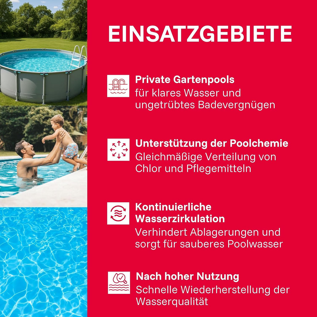 Poolpumpe mit Vorfilter SPP 600 FT 13000 l/h Fördermenge für Pools bis 40 m³ 600 W selbstansaugend mit Timer