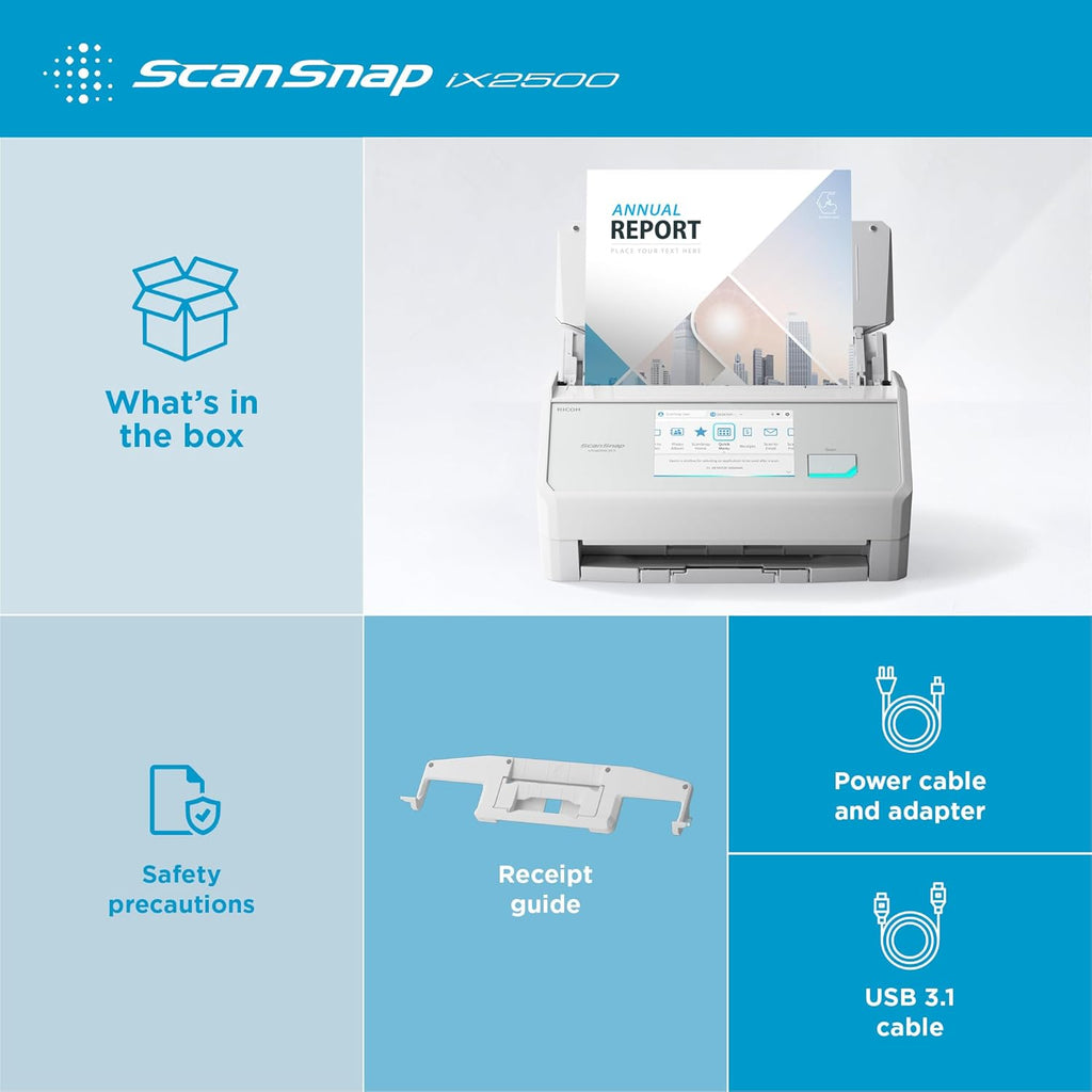 Dokumentenscanner iX2500 A4 Duplexscanner 45 Seiten/Min 600 dpi WLAN USB Bluetooth mit 100-Blatt-ADF