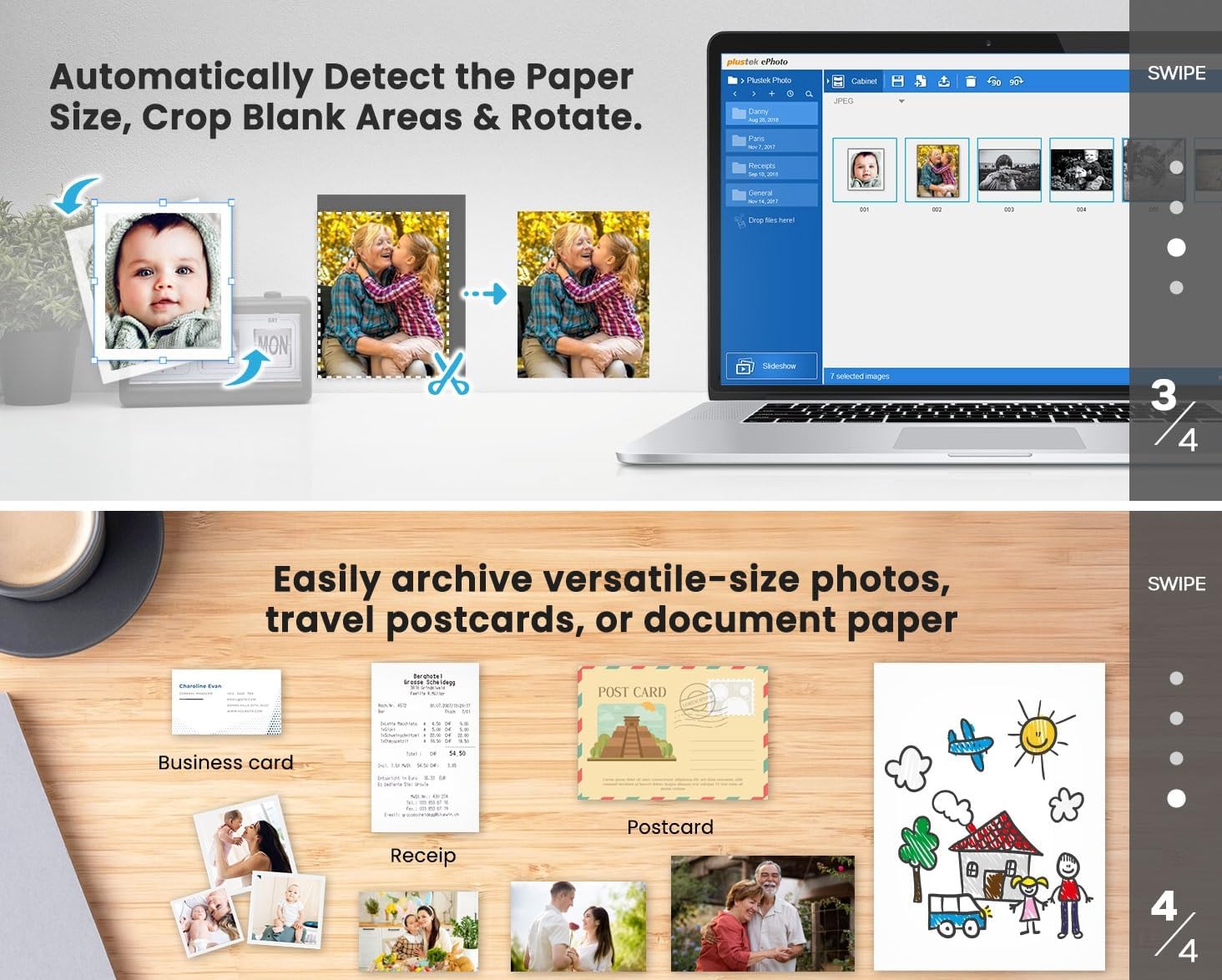 Foto-Scanner ePhoto Z300 Dokument Foto und Visitenkarten Scanner 300–600 dpi USB kompatibel mit Mac und PC