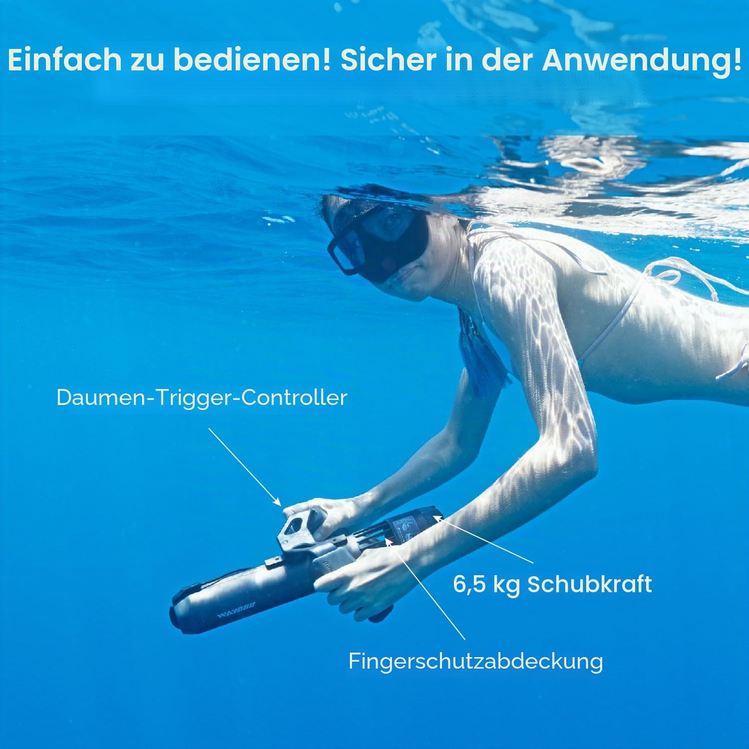Unterwasser-Scooter mit Daumensteuerung kompakt tragbar für Tauchen Schnorcheln SUP Board Subnado Grau Rot