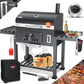 Holzkohlegrill XXL Grillwagen mit Deckel Thermometer und Smokerfunktion 56 x 41,5 cm Grillfläche inkl. Haube Bürste Pinsel & 8 Spieße