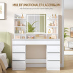 Schminktisch mit LED Spiegel DT41903W 108 x 40 x 140 cm 9 Schubladen 3 Lichtfarben mit Stauraum