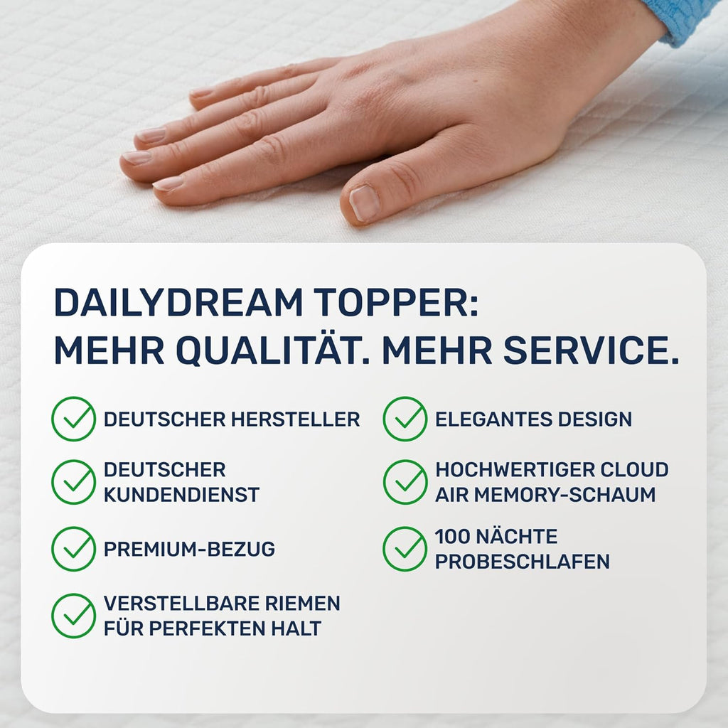 Matratzen Topper Memory Foam 180x200 cm 7 cm H1/2 ergonomisch rutschfest Edition Pure Model L Boxspring