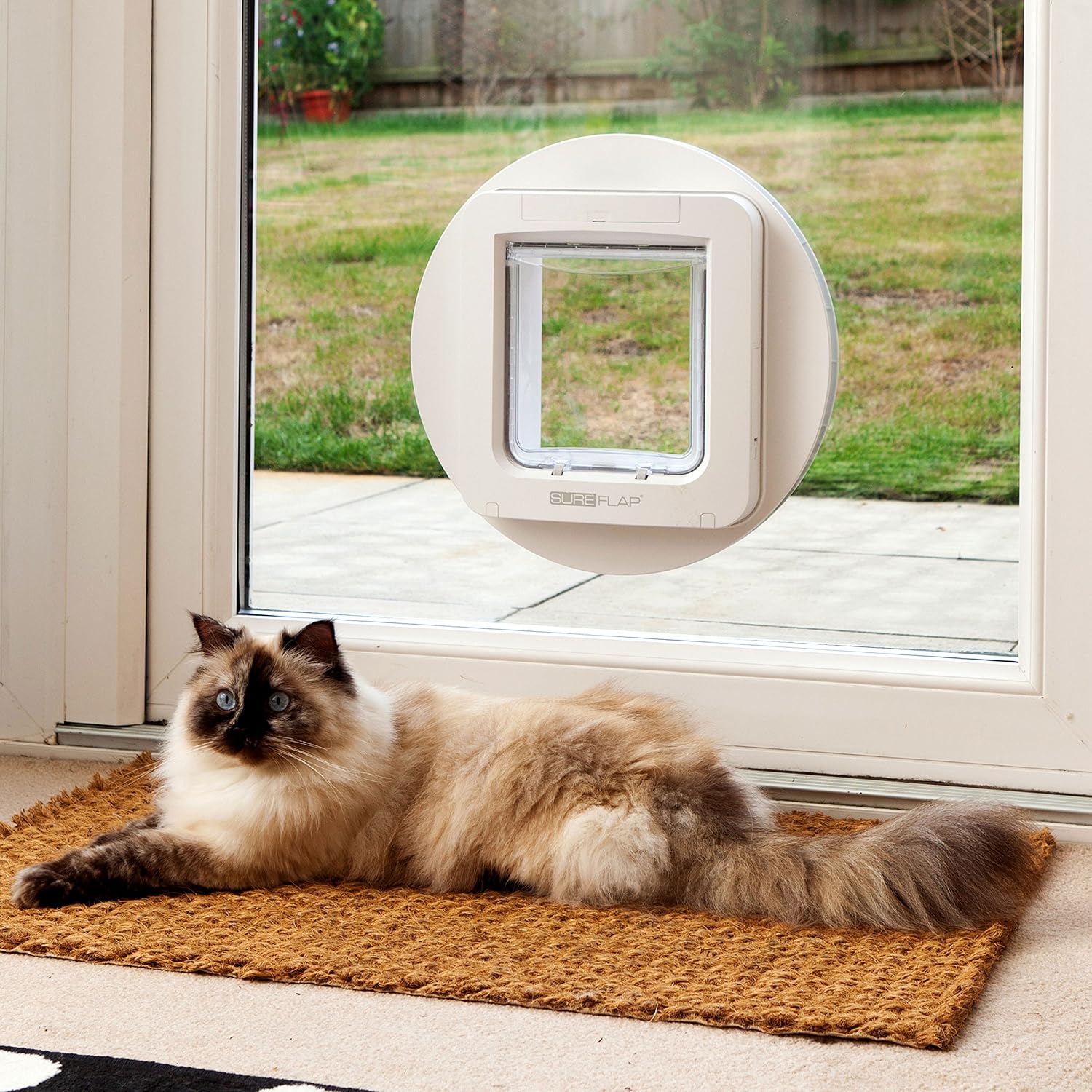 Mikrochip Haustierklappe mit Sperrmodus für Katzen und kleine Hunde RFID kompatibel automatische Tierklappe mit 4x C Batterien