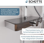 Duschsystem Thermostat OCEAN 60531 Regendusche 30x30cm Glasablage Duschsäule Chrom Anthrazit Wandmontage 80-120cm Stange