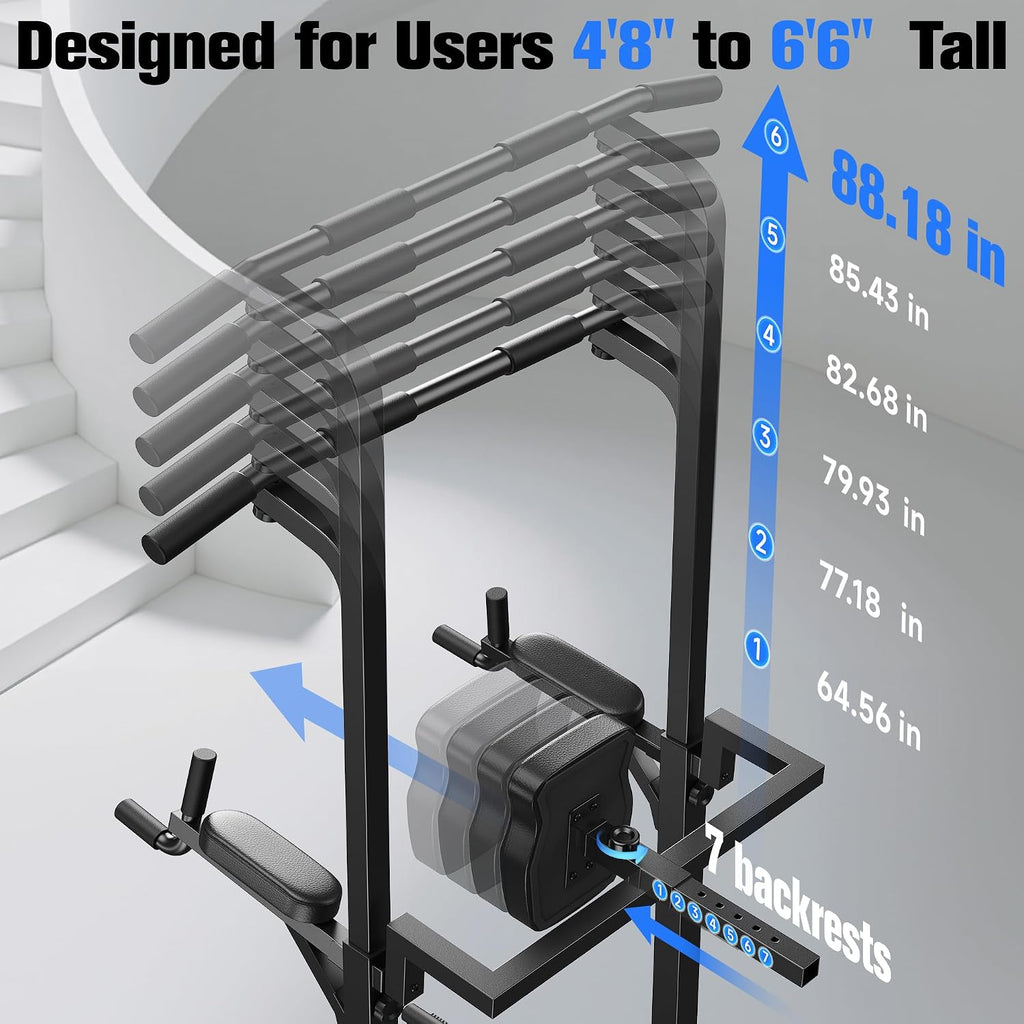 Power Tower Dip-Station Klimmzugstange Heimtraining FB-19YTXS02 Stahlrahmen bis 204 kg Belastbarkeit