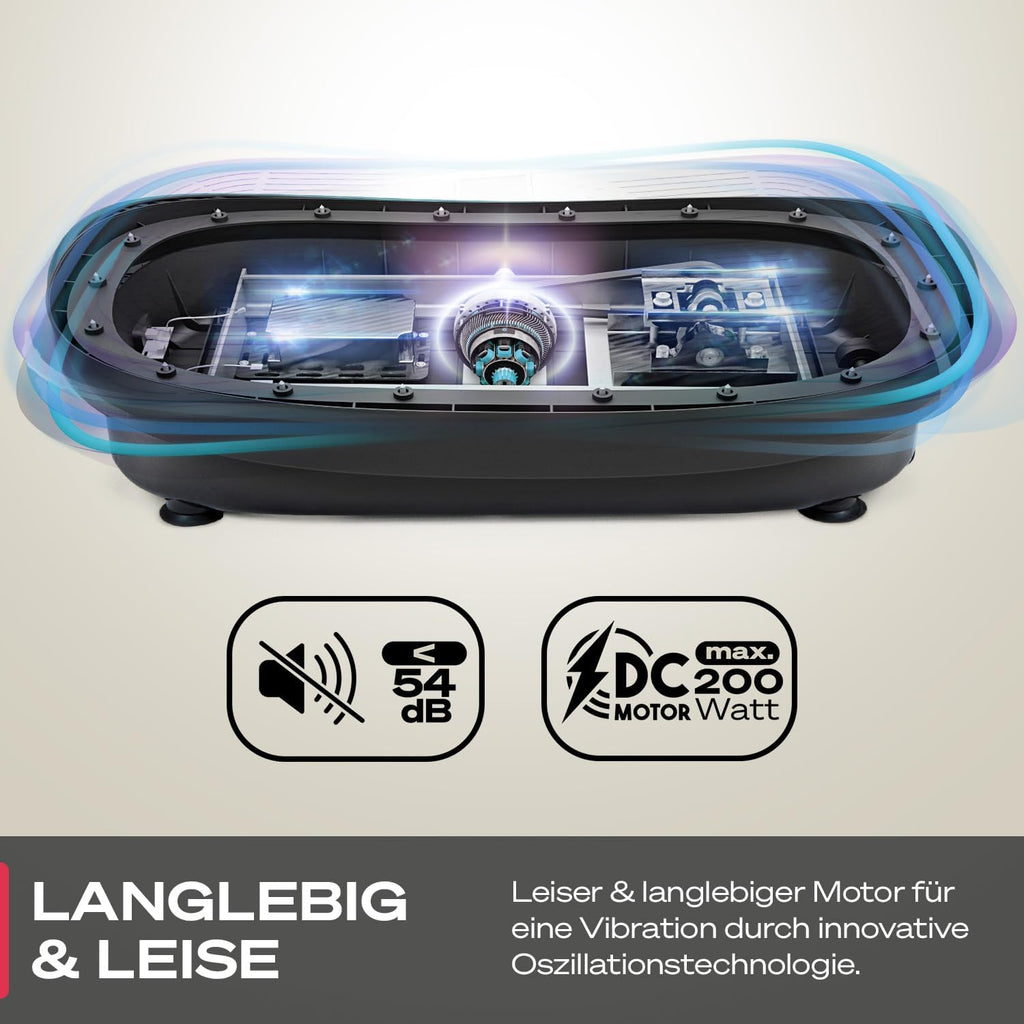 Vibrationsplatte für Ganzkörpertraining VP250 200W 180 Intensitätsstufen Bluetooth 8 Programme