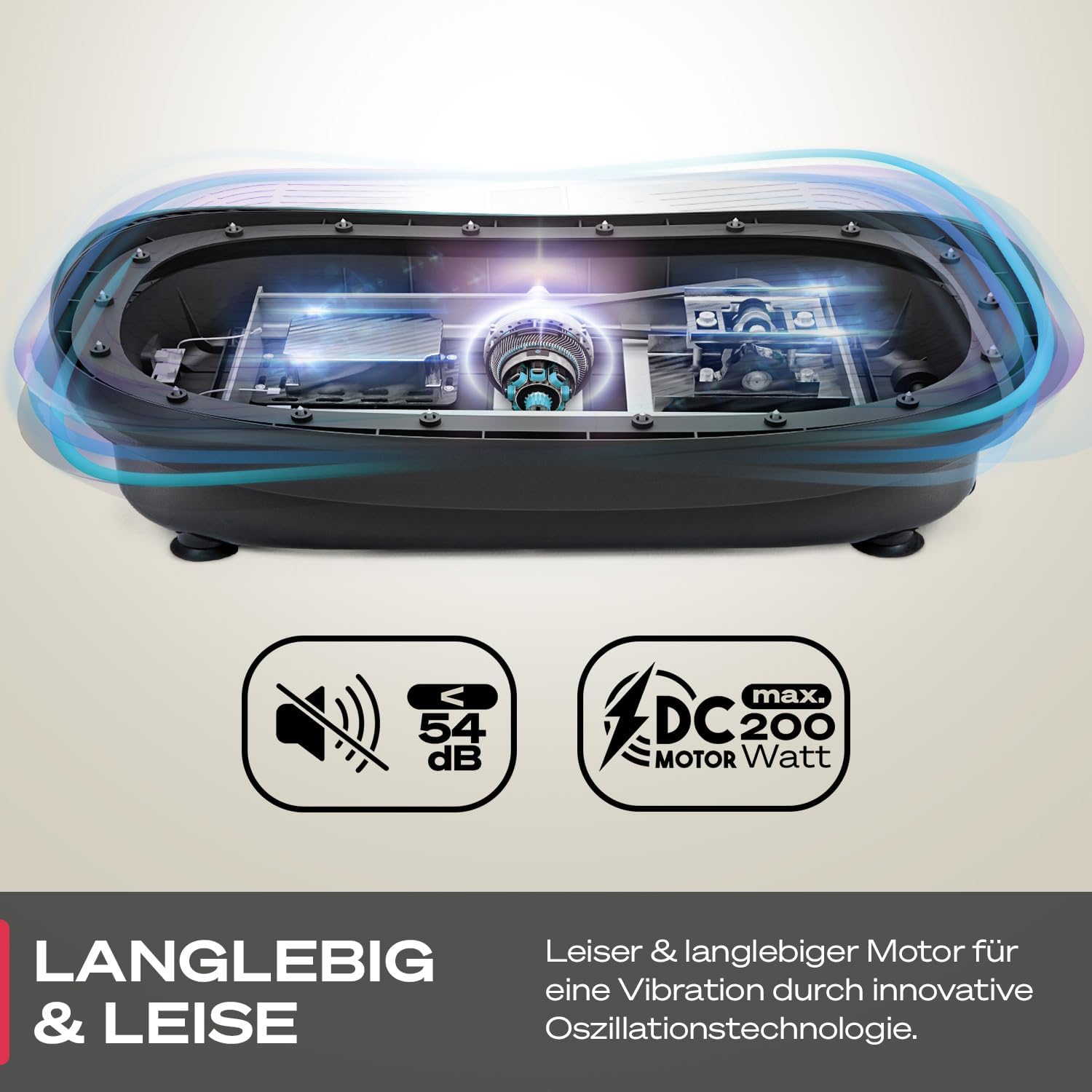 Vibrationsplatte für Ganzkörpertraining VP250 200W 180 Intensitätsstufen Bluetooth 8 Programme
