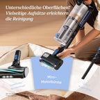 Akku-Staubsauger LVAC-300 PET mit Anti-Tangle Bürste 60 Min Laufzeit HEPA-Filtersystem Mini-Motorbürste selbststehend Blau