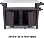 BBQ Beistelltisch XL mit Edelstahl-Arbeitsplatte 134 x 51,7 x 89,6 cm Wetterfest 298 L Stauraum