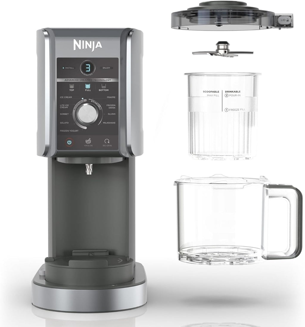 Eiscreme- und Frozen-Drink-Maschine NC501EU mit 10 Programmen 3 x 709 ml Behältern und 2-in-1 Geschmacksfunktion