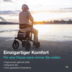 Outdoor Rollator mit Luftbereifung faltbar mit Sitz und Lehne 12/10 Zoll Räder Aluminium für Gelände Einsatz