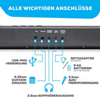 Digitalpiano 88 Tasten RECITALPLAY mit 480 Sounds USB MIDI Ständer Pedal Kopfhörer und Tasche