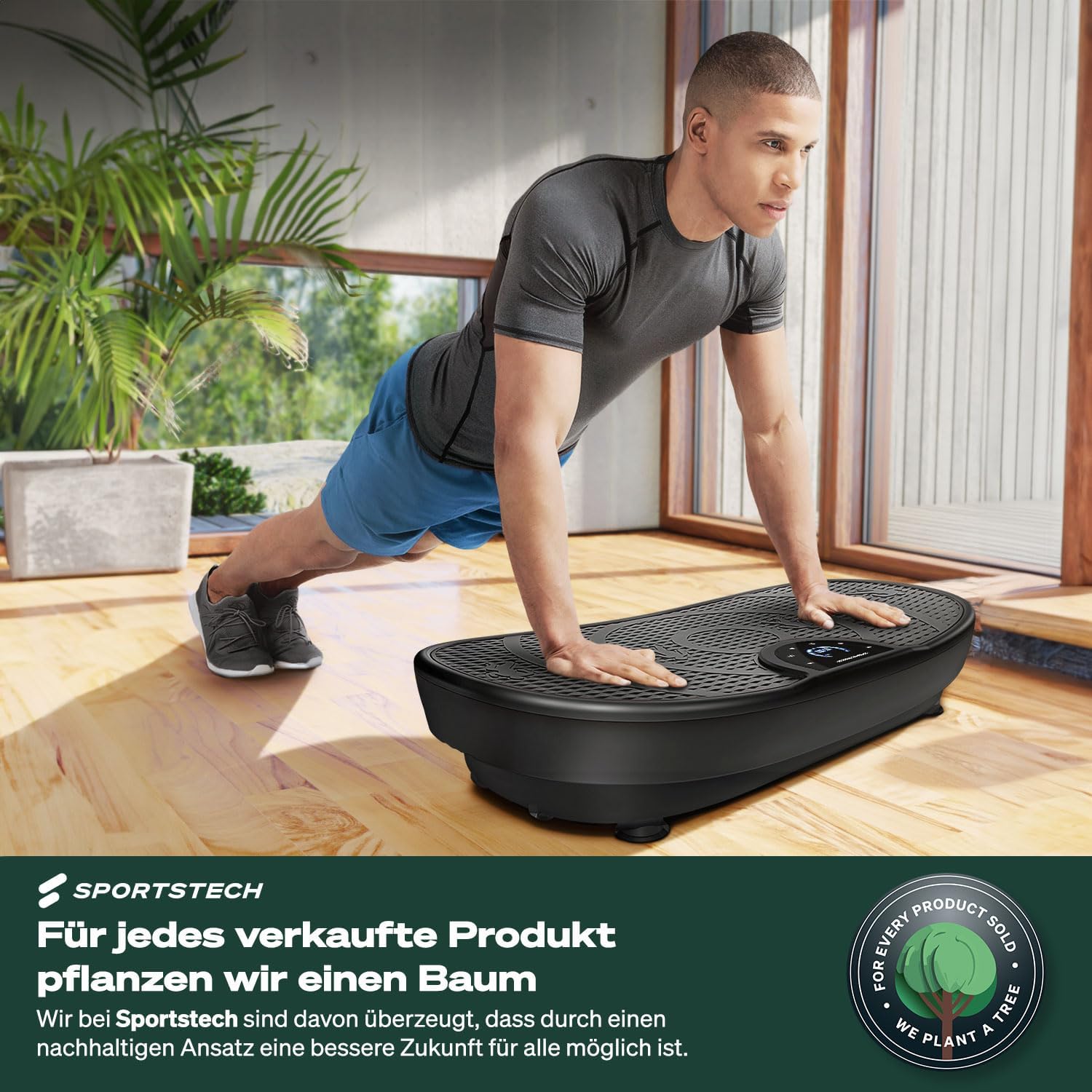 Vibrationsplatte für Ganzkörpertraining VP250 200W 180 Intensitätsstufen Bluetooth 8 Programme
