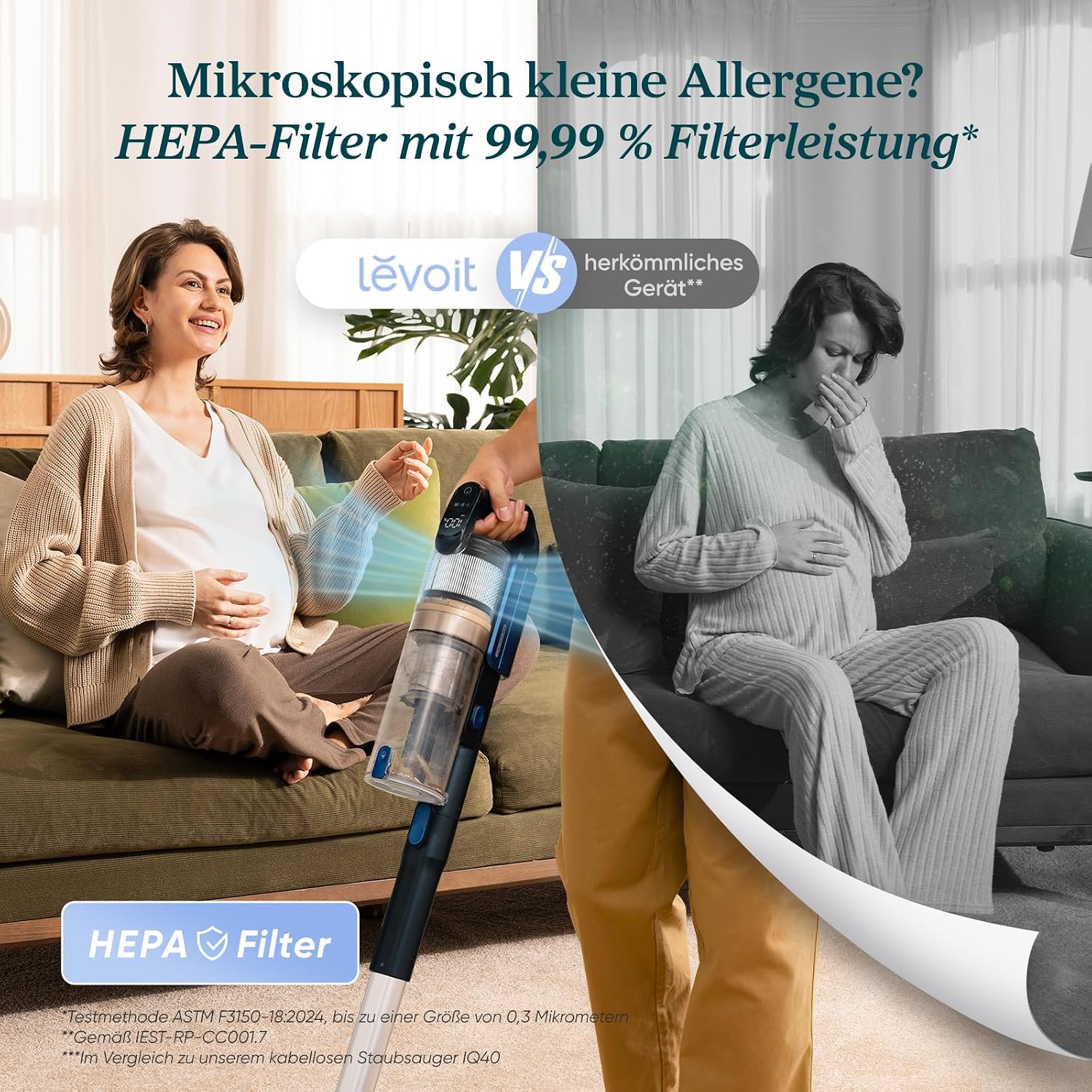 Akku-Staubsauger LVAC-300 PET mit Anti-Tangle Bürste 60 Min Laufzeit HEPA-Filtersystem Mini-Motorbürste selbststehend Blau