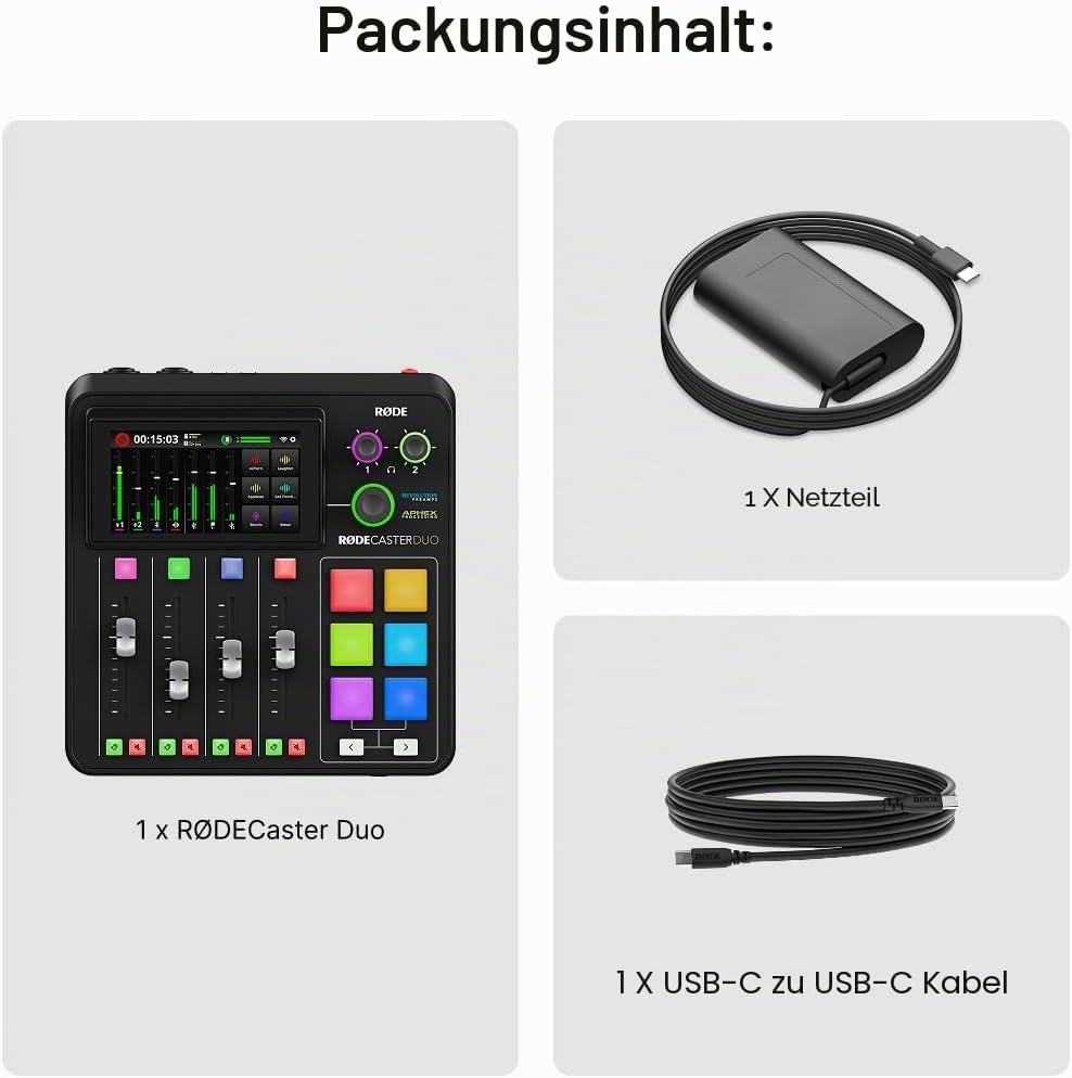 Audio Produktionssystem RØDECaster Duo RC Duo 4-Kanal Mixer mit USB-C Bluetooth Wi-Fi Dual USB und Touchscreen