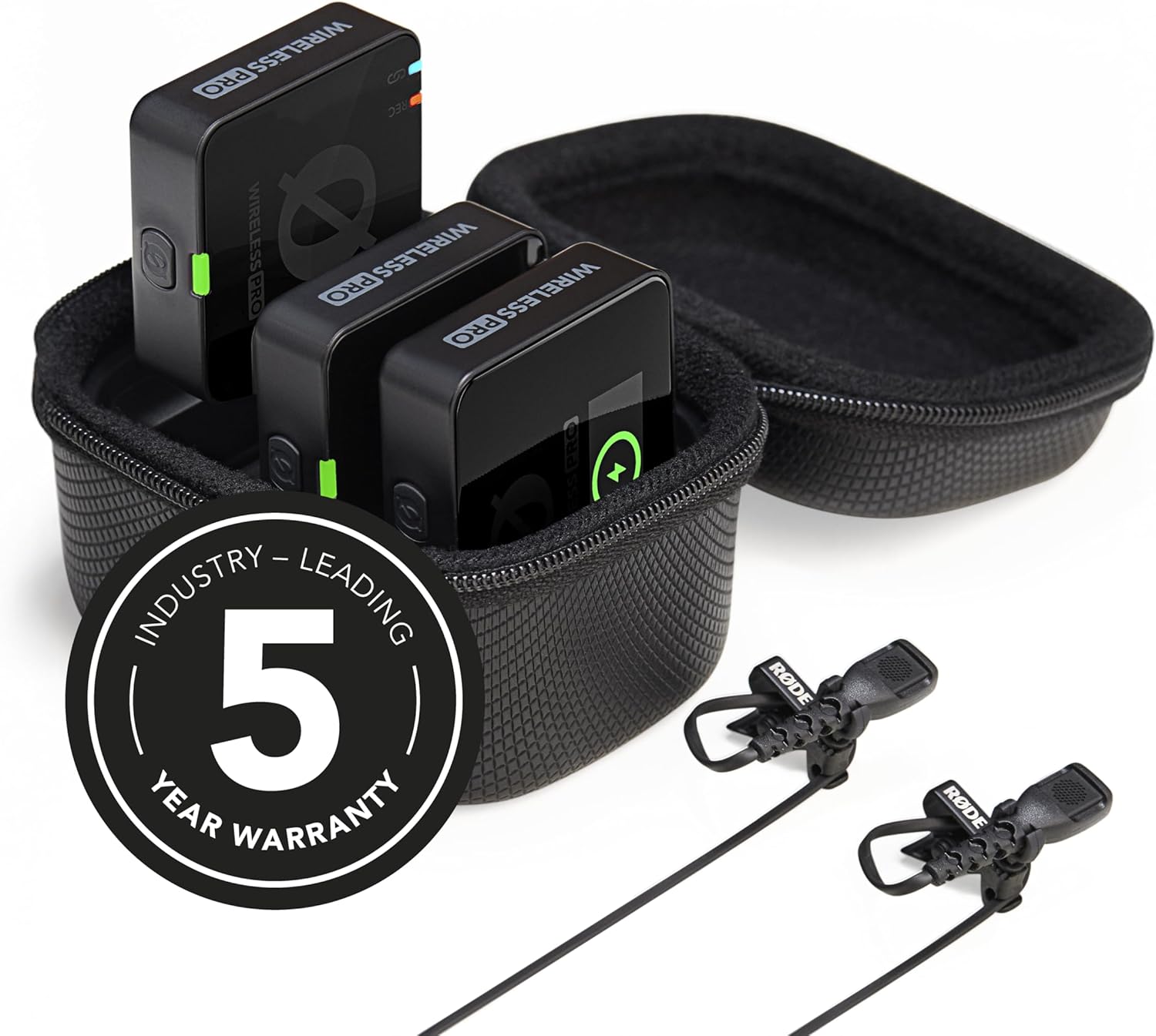 Kabelloses Mikrofon Set WIPRO 2,4 GHz mit 2 Sendern 2 Lavalier-Mikrofonen Timecode 32-Bit Float und Ladecase