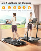 Klappbares Laufband für Zuhause mit Steigung 1–12% TP2 12 km/h 2,5 HP Motor 130 kg Belastung LED Display Fernbedienung App