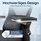Ergonomischer Bürostuhl Drehstuhl CS BLK 150 kg 4D Armlehnen Lendenstütze Kopfstütze Mesh 65x70x130 cm
