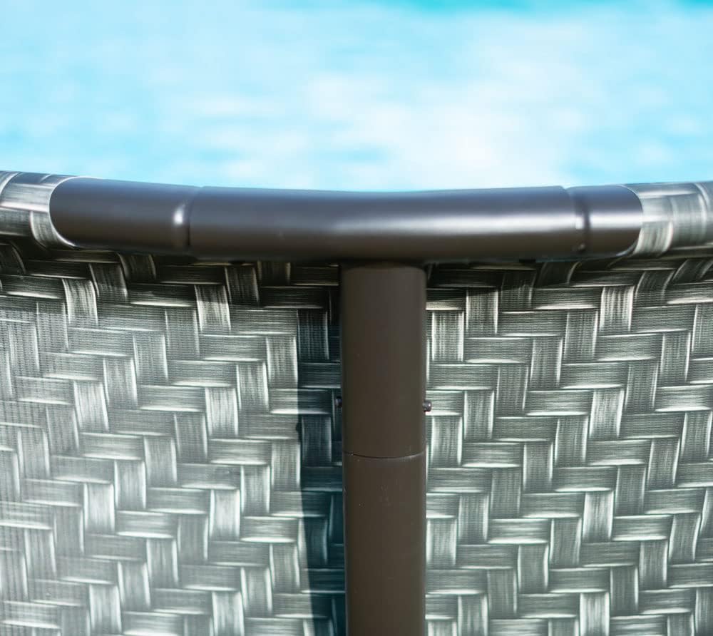 Rundpool Frame Pool Set 488x122 cm Rattanoptik mit Filterpumpe Leiter Abdeckplane Bodenvlies Reinigungsset