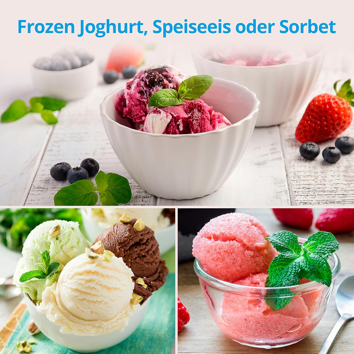 Eismaschine mit Kompressor 1,5 L MD 18387 selbstkühlend 150 W für Eiscreme Frozen Yoghurt Sorbet