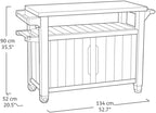 BBQ Beistelltisch XL mit Edelstahl-Arbeitsplatte 134 x 51,7 x 89,6 cm Wetterfest 298 L Stauraum