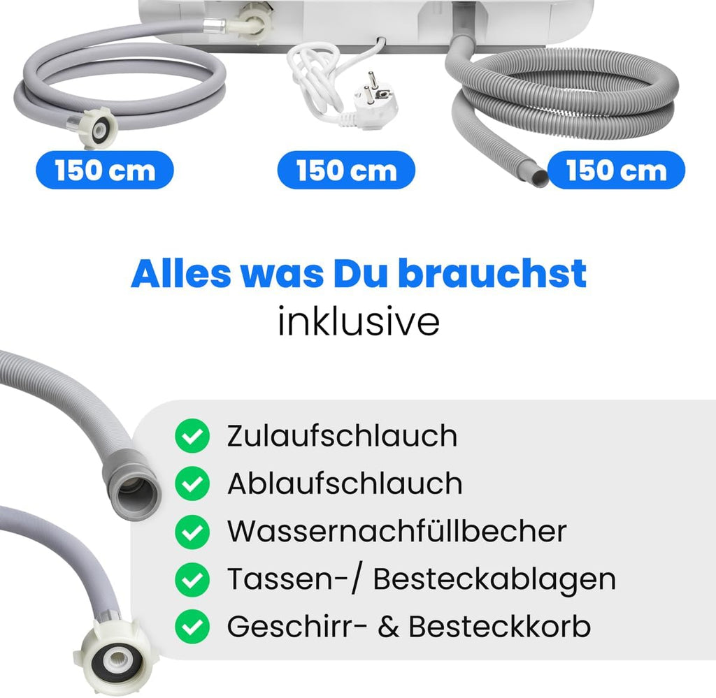 Tischgeschirrspüler mit Tank TSG 5702 6 Programme 3 Maßgedecke 5 Liter Kapazität 58 dB freistehend ohne Wasseranschluss nutzbar