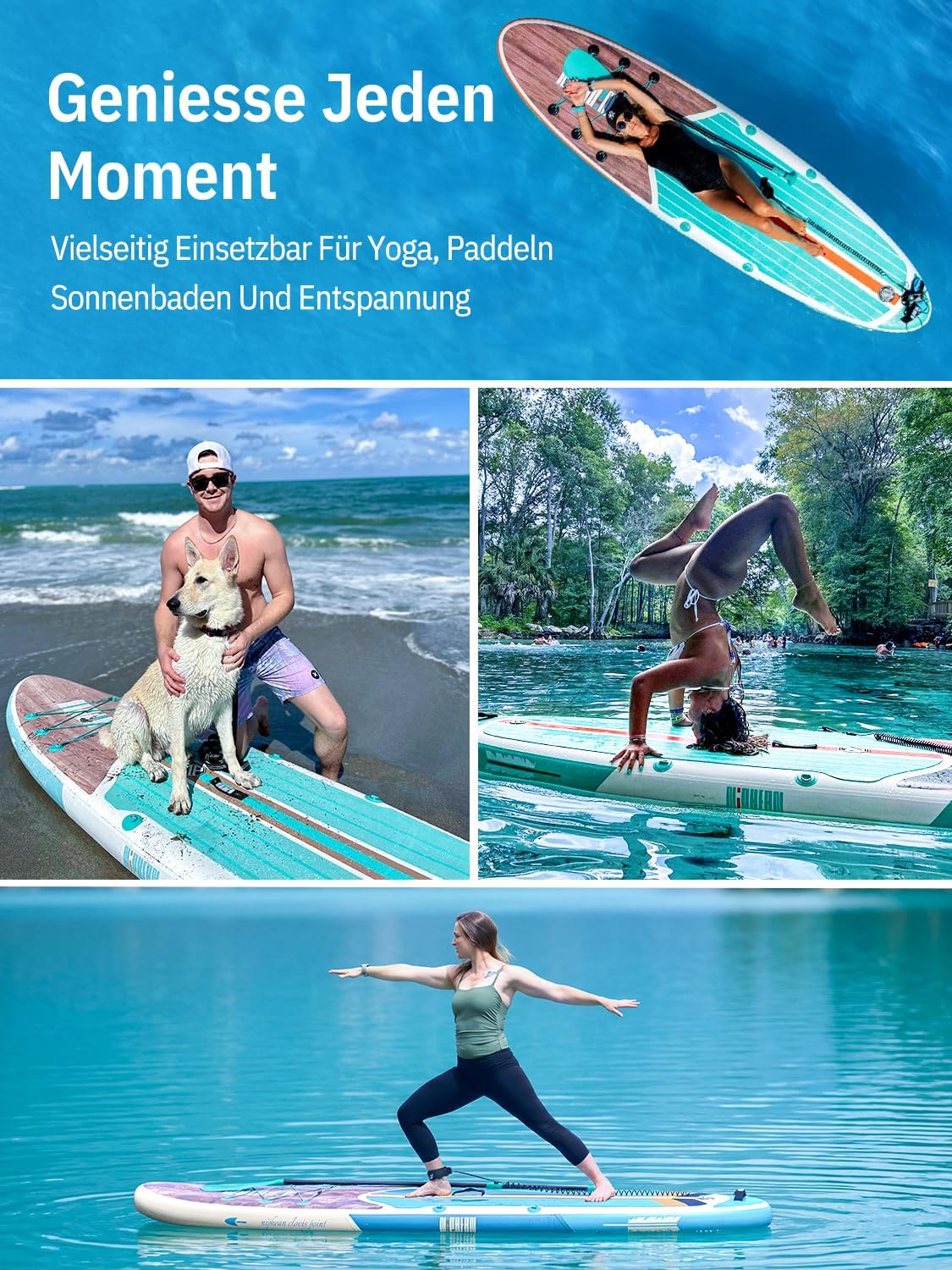 Aufblasbares Stand Up Paddle Board SUPNPFR320 320 cm 200 kg mit Kajaksitz Paddel Pumpe und Rucksack