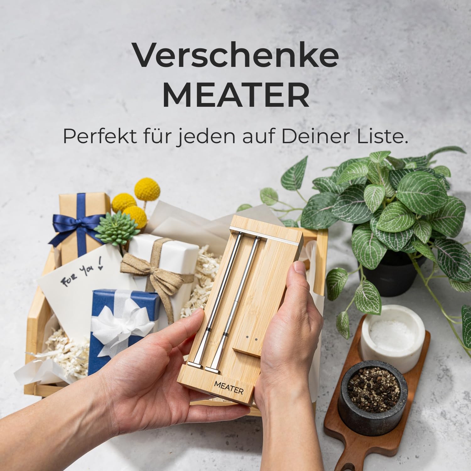 Fleischthermometer Pro Duo OSC-MT-MD201 digital kabellos WiFi 2 Sonden 550°C App Bambus