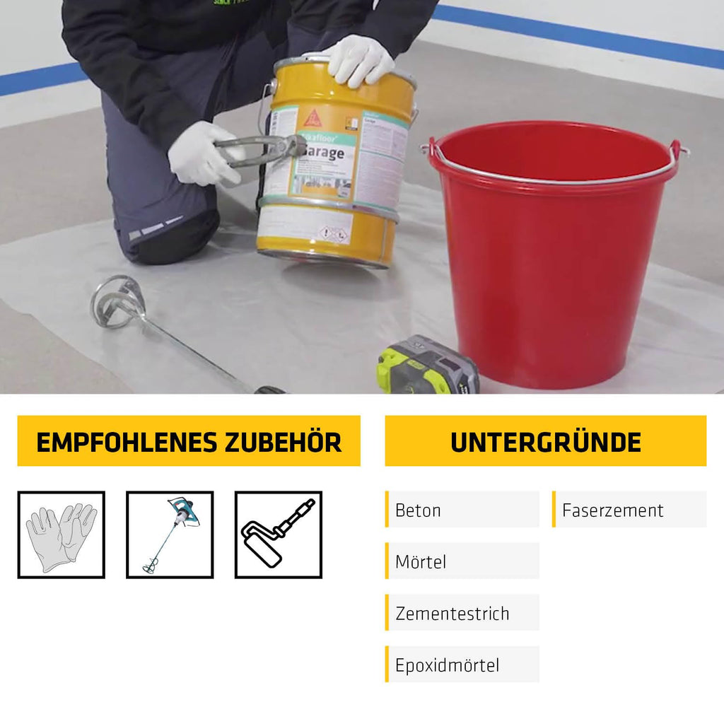 Epoxidharz Bodenbeschichtung Garage RAL7032 Kieselgrau 6 kg für Garagen Keller und Innenräume