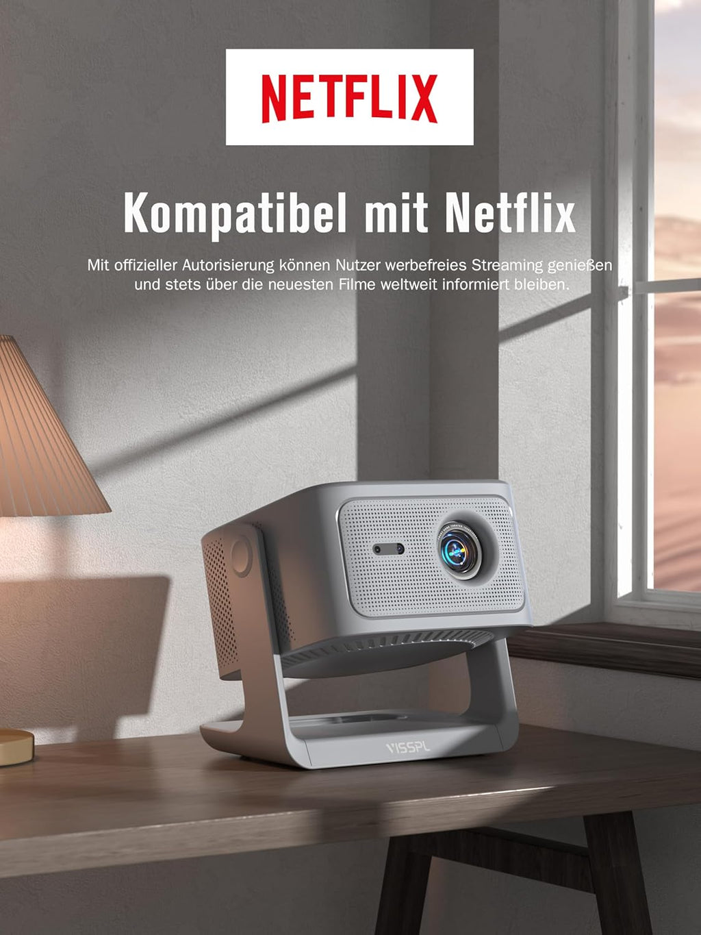 Projektor 1080P Heimkino A5 4K Unterstützung Autofokus WiFi 6 Bluetooth Dolby Audio verstellbarer Standfuß
