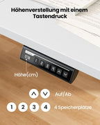 Elektrischer Höhenverstellbarer Schreibtisch EGESD88W 160x80 cm Memory Funktion 72-118 cm Stehschreibtisch Kabelmanagement