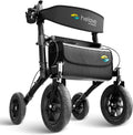Outdoor Rollator mit Luftbereifung faltbar mit Sitz und Lehne 12/10 Zoll Räder Aluminium für Gelände Einsatz