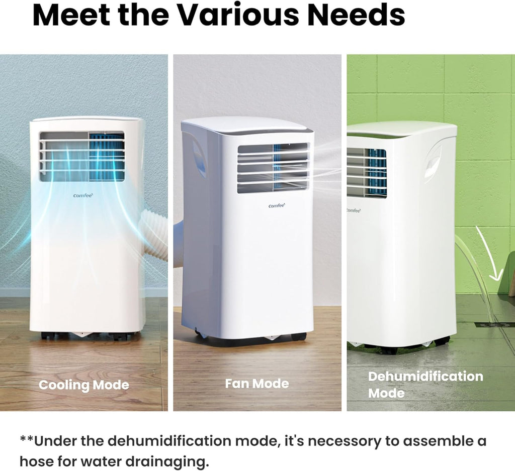 Mobiles Klimagerät 9000 BTU MPPH-09CRN7 3 in 1 Kühlung Entfeuchtung Ventilation 31 qm Raum 63 dB Abluftschlauch