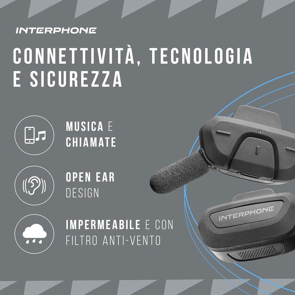 Fahrrad Bluetooth Gegensprechanlage INTERPHOAERIALTP für 2 Fahrer bis 300 m Kommunikation GPS Musik Anrufe wasserdicht Open Ear