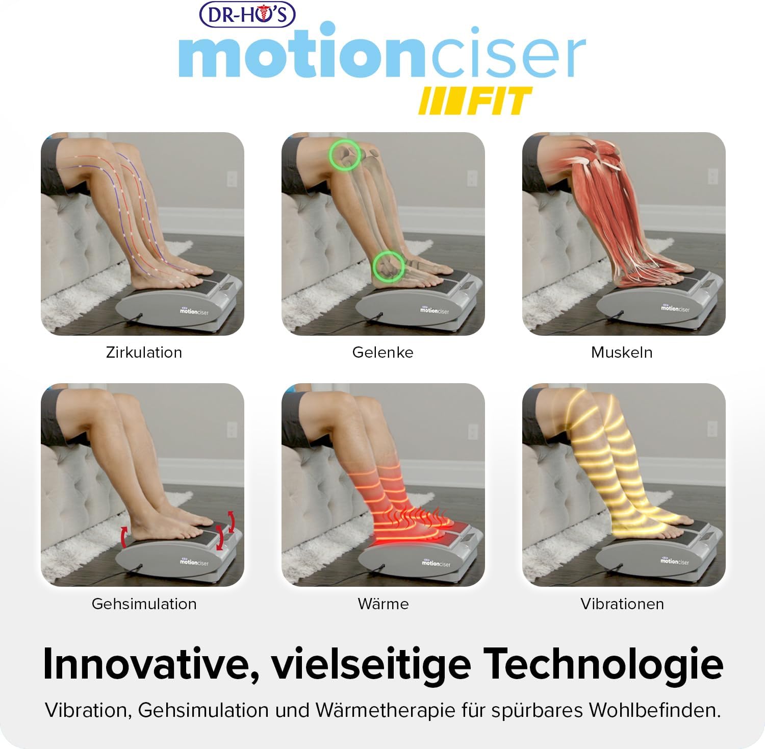 Elektrisches Fußmassagegerät mit Gehsimulation 10 Vibrationsstufen Infrarot-Wärme 30–50 °C inkl Trainingsbänder