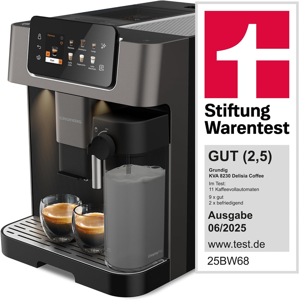 Kaffeevollautomat KVA 8230 18 Kaffeespezialitäten Cold Brew 19 Bar 1350 W externer Milchbehälter 2L Wassertank