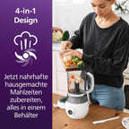Babynahrungszubereiter 4 in 1 Dampfgarer mit Mixer SCF883/01 400W Dampfgaren Pürieren Auftauen Aufwärmen 1L Weiß
