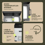 Kompressor Kühlbox 38L Dual Zone Kühl Gefrierbox 12V 230V Auto Camping Icecube Dual 40 bis -20°C