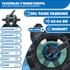 Sandfilteranlage Poolfilter 10200 l/h 400 W 20 L Tank 7 Wege Ventil mit Druckanzeige für Pools bis 60000 L Adapter Ø32–38 mm und Abdeckhaube