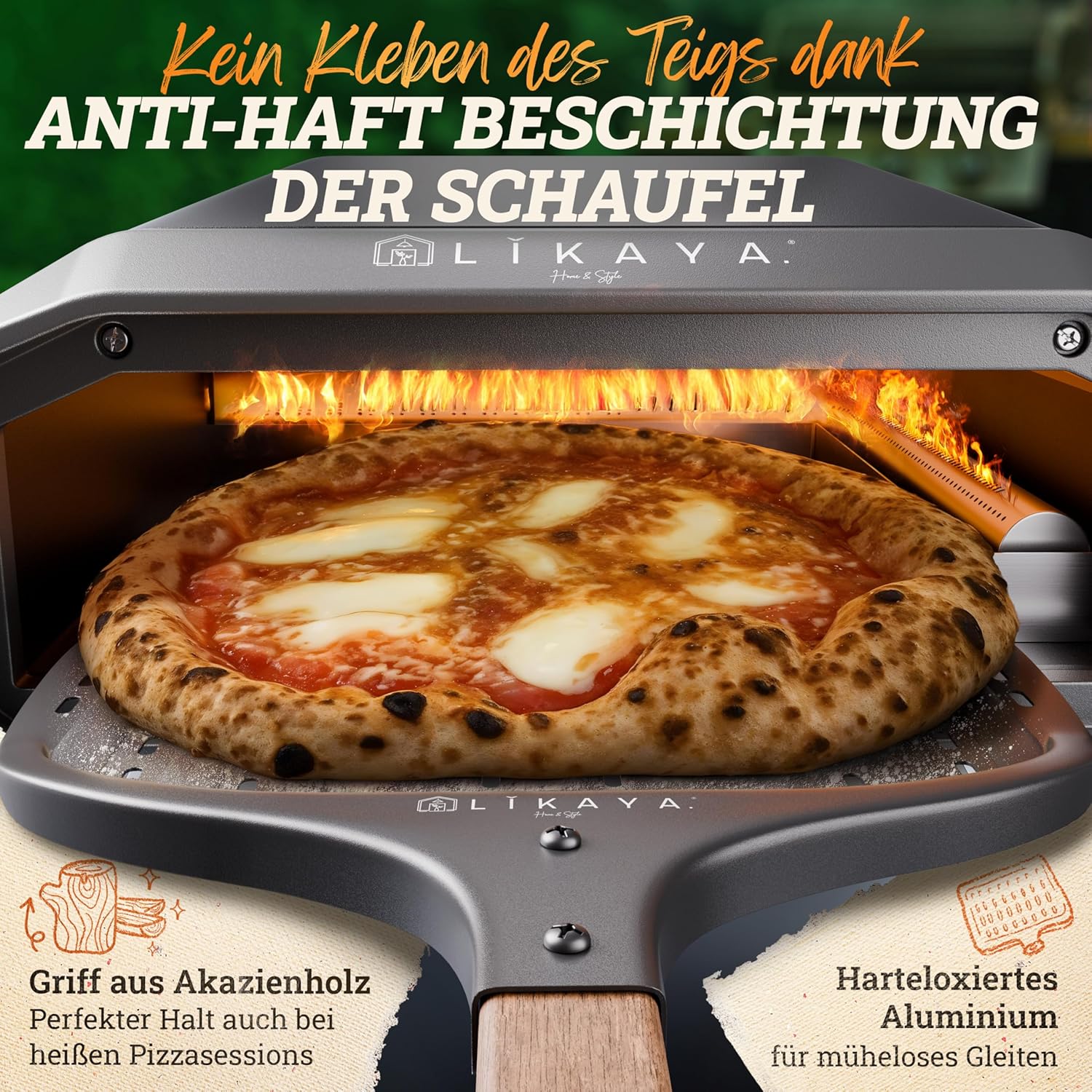 Outdoor Gas Pizzaofen NeroSpin 12 Zoll 6,2 kW 450 °C mit Pizzastein Drehteller Pizzaschaufel Thermometer und Tragetasche